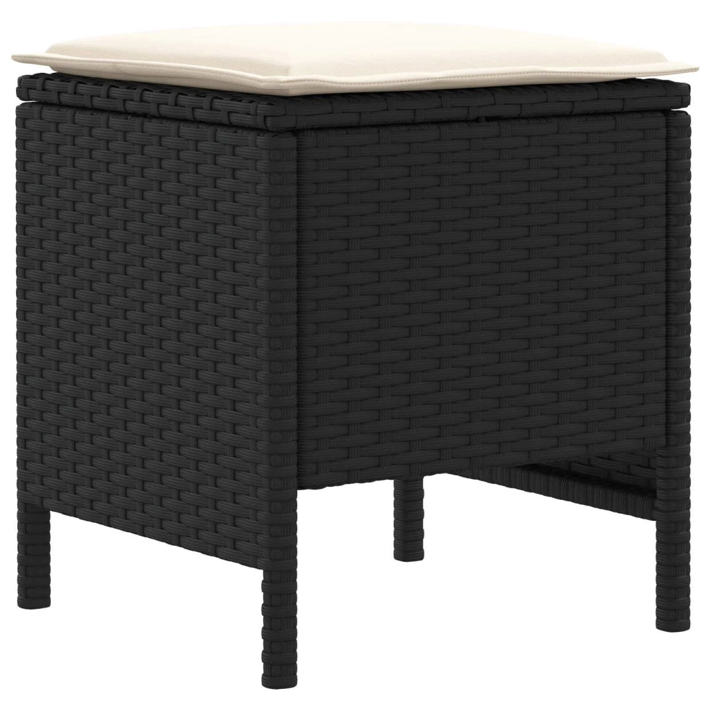 Set di Mobili con cuscino 8 pcs Nero e Crema Rattan in PE