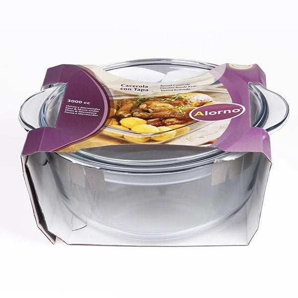 Casseruola in vetro alorno con coperchio 3 litri cok