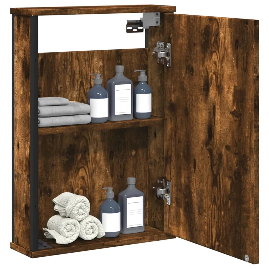 Mobile Bagno Specchio Rovere Fumo 42x12x60 cm Legno Multistrato 842433