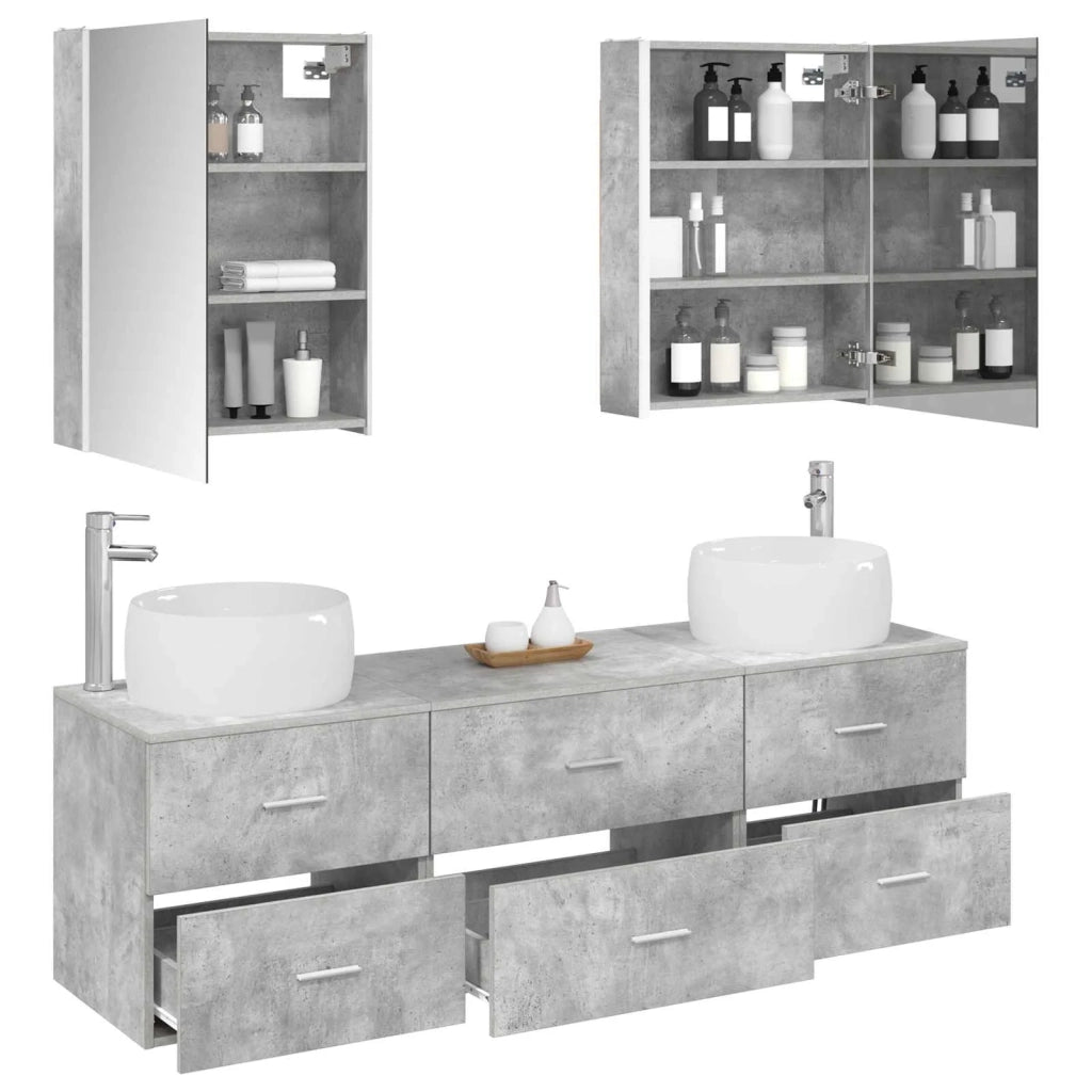 Set di mobili per il bagno 5 pcs Grigio Cemento 3407010