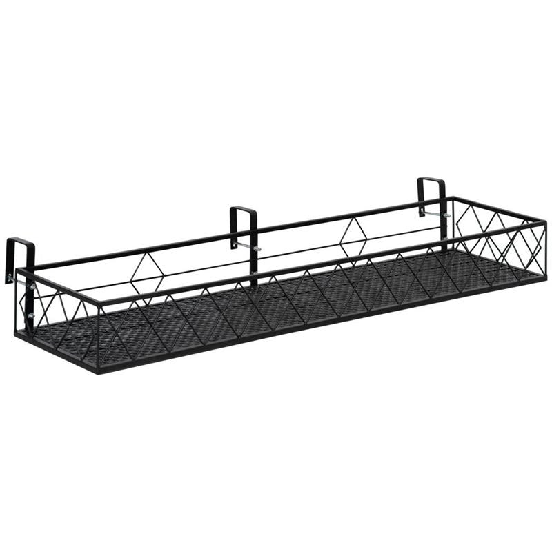 FIORIERA DA ESTERNO PORTAVASO CON GANCI PER RINGHIERA E BALCONE IN METALLO 100X31X12 CM NERO