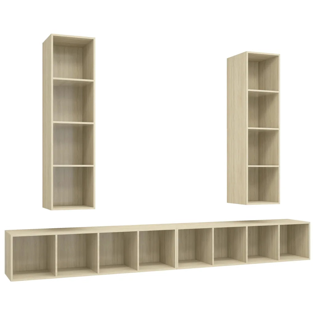Mobile TV a Parete 4 pz Rovere Sonoma in Legno Multistrato 3079892