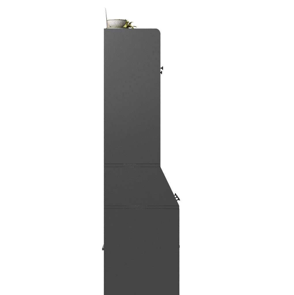 Mobile da cucina multifunzionale 120x40x181,7 cm con LED, USB e ripiani regolabili, nero