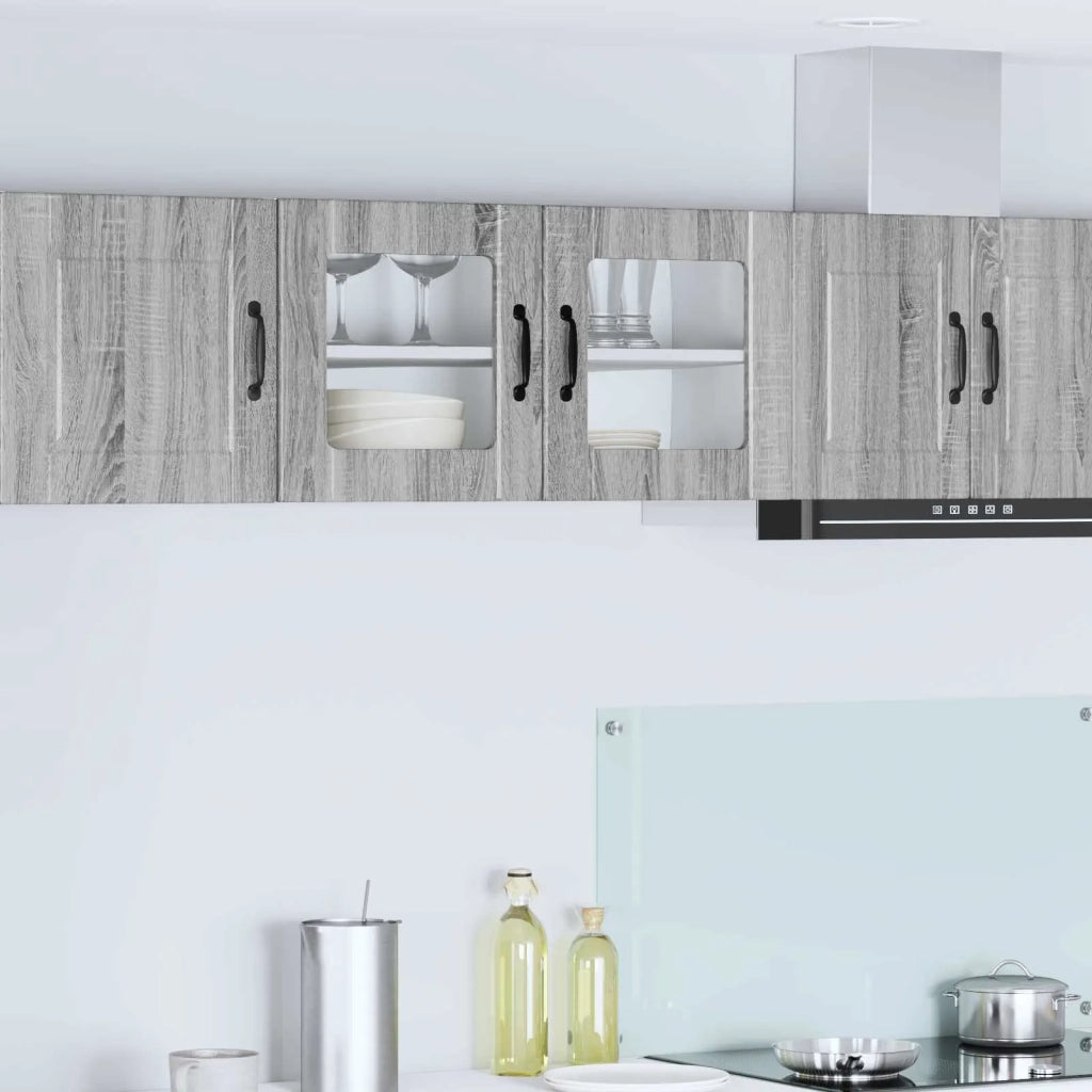 Pensile da cucina | Mobile in vetro da parete PORTO Grigio Sonoma 80 x 31 x 40 cm
