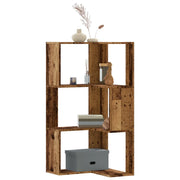 Libreria Angolare 3 Ripiani-Scaffale per Libri-Mobile di Stoccaggio Legno Vecchio 50x50x102 cm Legno