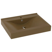 Lavabo con foro per rubinetto lavabo da appoggio wc lavabo bagno cosmetico casa casa 60 x 46 cm ceramica crema opaco 02_0002771