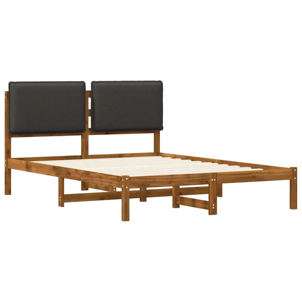 Letto con Testiera Rivestita Naturale e Grigio Scuro 903905