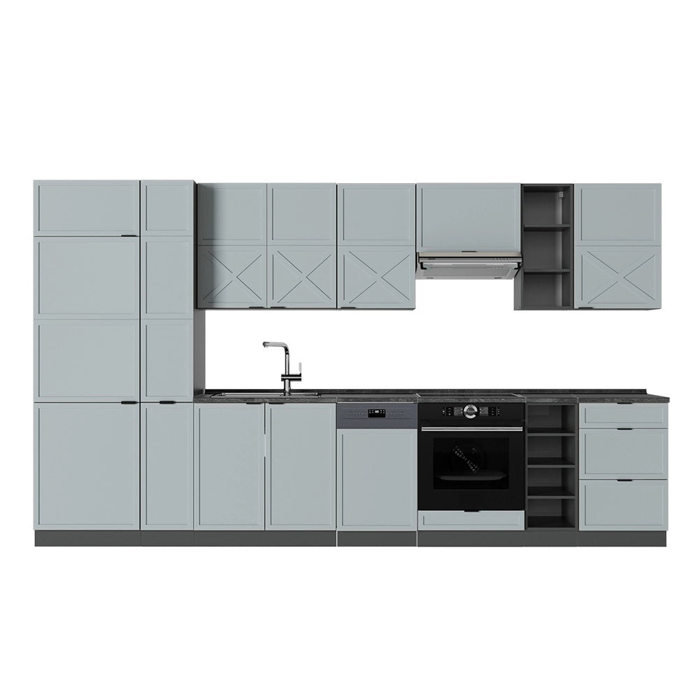 Cucina componibile Fame-Line Blu-grigio chiaro/Antracite 355 cm, PL Antracite Vicco