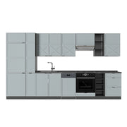 Cucina componibile Fame-Line Blu-grigio chiaro/Antracite 355 cm, PL Antracite Vicco