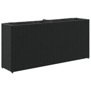 Fioriera con 2 vasi da esterno 90 x 20 x 40 cm design moderno in resina intrecciata nera 02_0047447