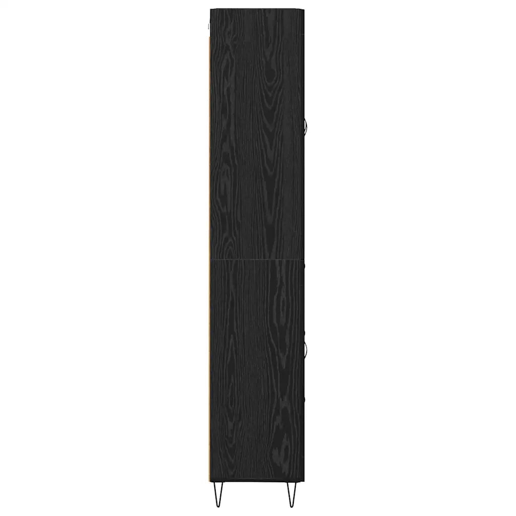 Credenza | Madia | Buffet da pranzo | Armadio da pranzo Rovere Nero 69,5 x 34 x 180 cm Legno multistrato