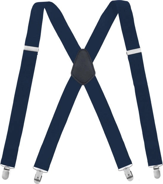 Cinturone per Uomo, Cinturone elastico adattabile, Cinturone a X per Uomo, Moda Adulto 4 Clip Cinturone a Croce - Blu Marino