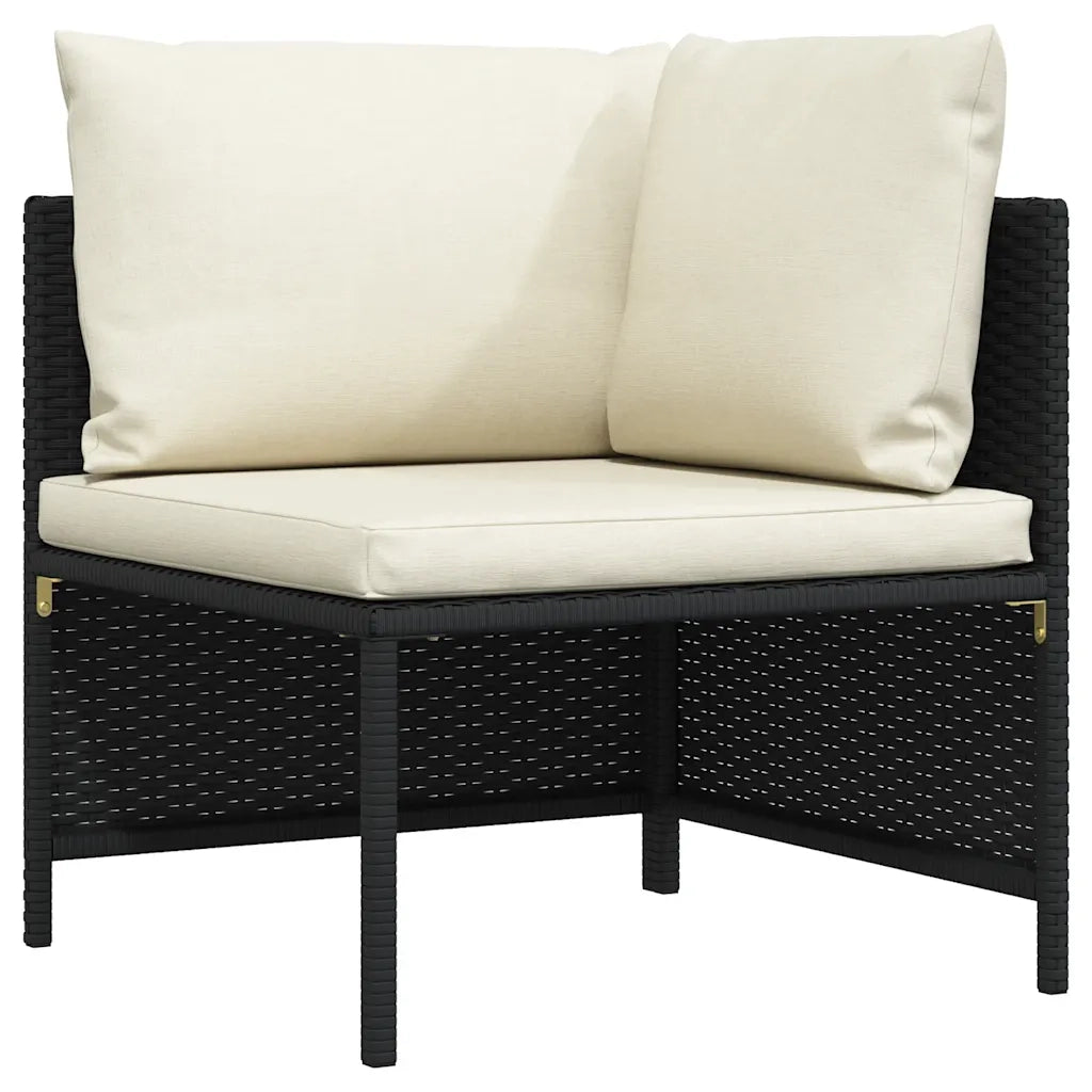 Divano da Giardino a 3 Posti con Cuscini Nero in Polyrattan cod mxl 70674