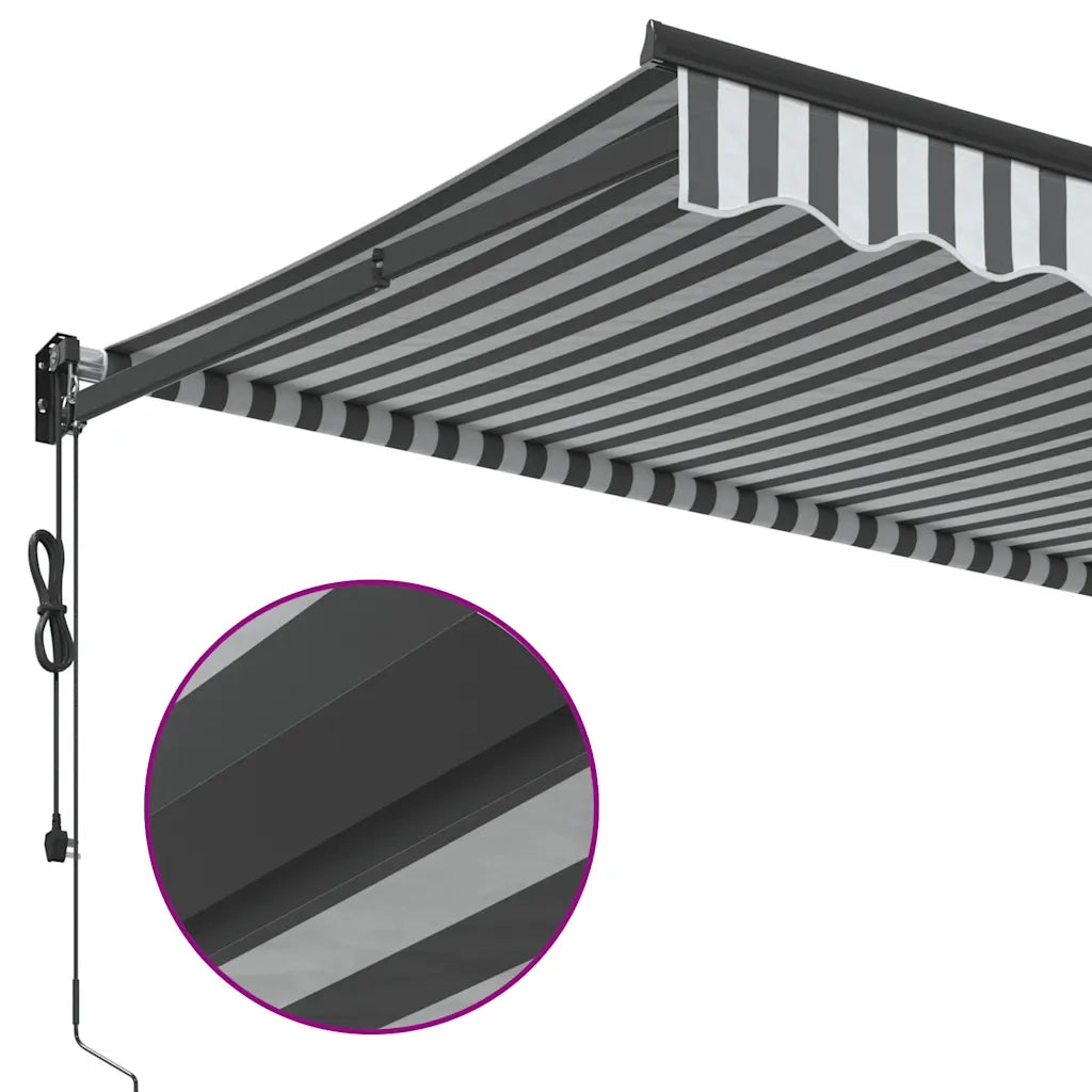 Tenda retrattile-Tenda parasole per balcone Antracite e Bianca 3,5x2,5m Tessuto/Alluminio 469504