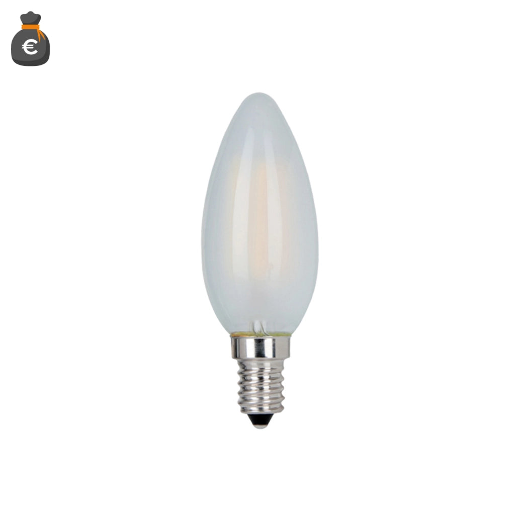 Alcapower Lampadina LED Oliva C35 Vetro Frost 4W E14 450lm 4000K Luce Naturale 360 Gradi Classe Energetica E - Prodotto ad alta efficienza