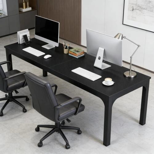 Tavolo rettangolare moderno 200x70x75 cm per 6-8 persone, piano MDF e struttura in metallo