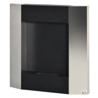 Camino Bioetanolo da Parete con Serbatoio da 0.7L e Copertura 20m², Acciaio, 72x11x72cm, Argento e Nero