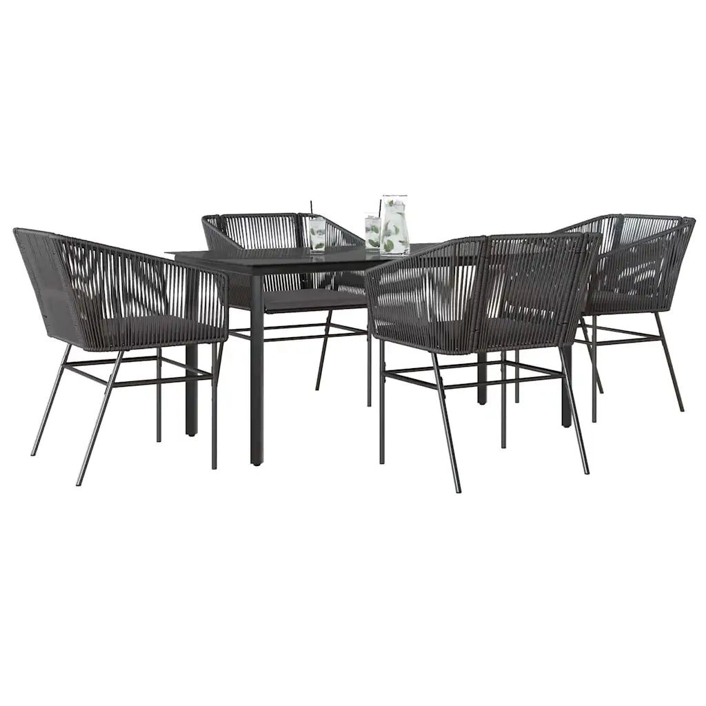 Set da Pranzo da Giardino con Cuscini 5 pz | Set Salotto da Giardino Polyrattan Vetro