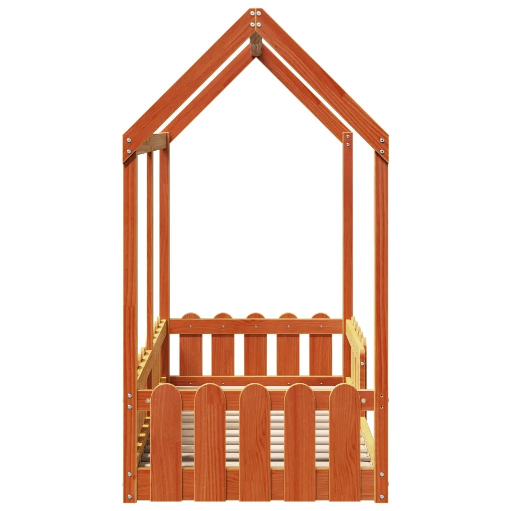 Giroletto Casetta Bambini Marrone Cera 70x140 cm Massello Pino