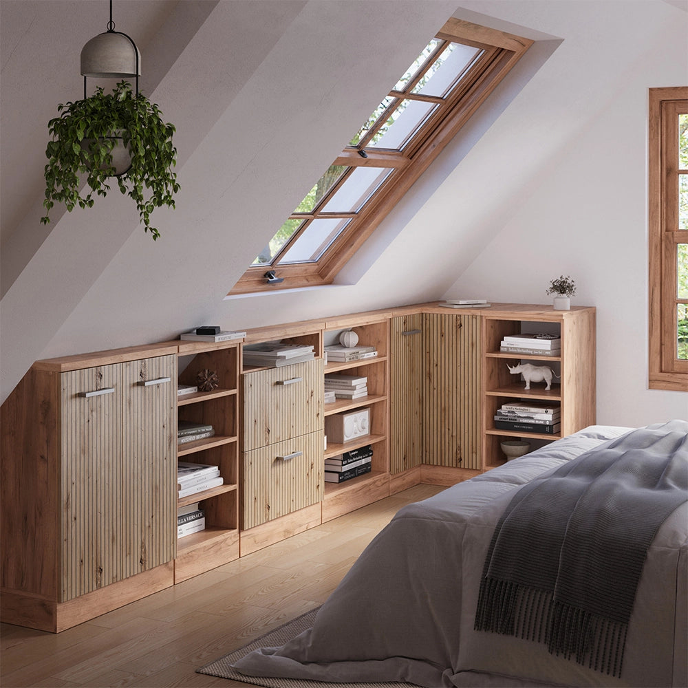 Mobile sottotetto Mobile angolare Rion Rovere artigianale/Rovere dorato 75.6 x 83.8 cm con 1 porta Vicco