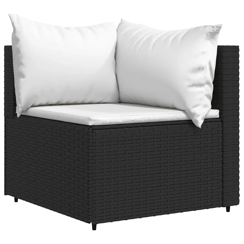 Set Divani da Giardino 3 pz con Cuscini Nero in Polyrattan 319734