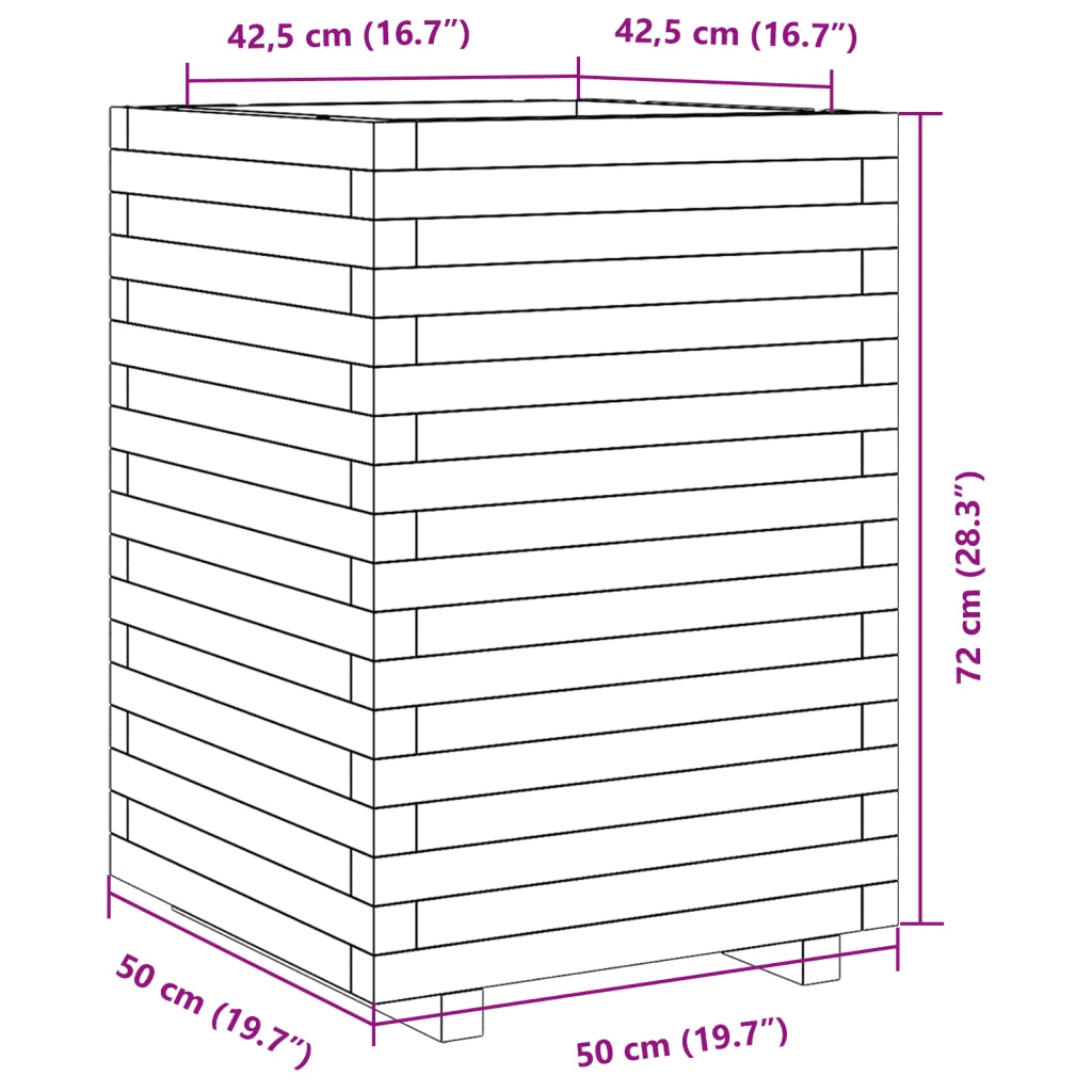 Fioriera Giardino Marrone Cera 50x50x72 cm Legno Massello Pino 3282611
