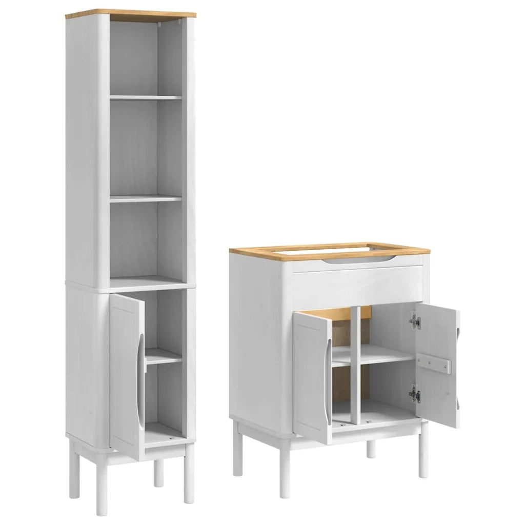 Set di mobili per il bagno con lo scaffale FLORO 2 pcs Bianco 3385882