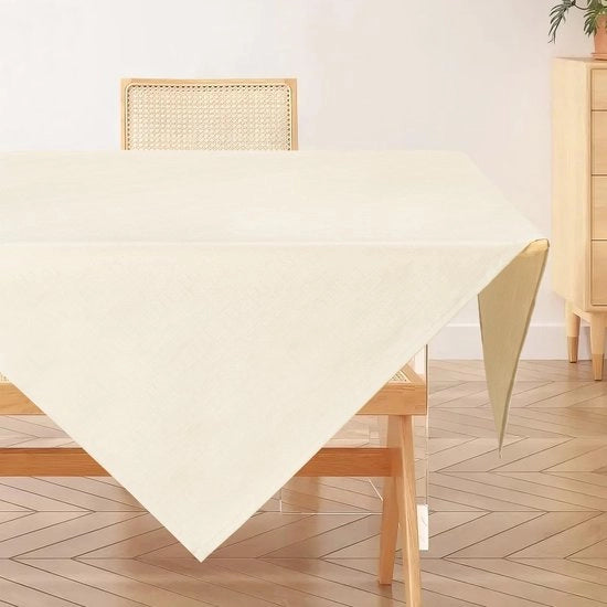 Tavolino Coperto, Tavolino Coperto Beige 100x100cm, Tavolino Coperto con Aspetto di Lino, Realizzato in Poliestere, Idrorepellente con Effetto Lotus, Resistente ai Graffi, Adatto per Salotto, Cucina, Balcone, Giardino