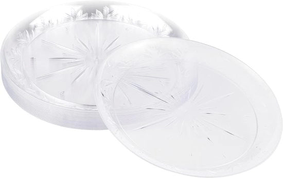 Piatti dessert in plastica trasparente premium dura, piatti per piccoli ricevimenti, 19 cm - Solido e riutilizzabile - Matrimoni, compleanni, battesimi, Natale, barbecue, feste