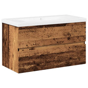 Mobile lavabo a parete con lavabo integrato 80 x 38,5 x 45 cm ampio vano contenitore stile vintage legno anticato 02_0055848