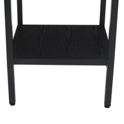 Tavolo da pranzo per 4-6 persone con ripiano contenitore, stile moderno, in MDF e metallo nero, diametro 100 cm