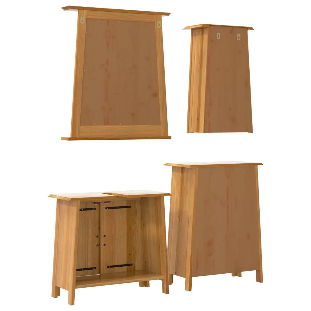 Set Mobili da Bagno 4 pz in Legno Massello di Pino 3223463
