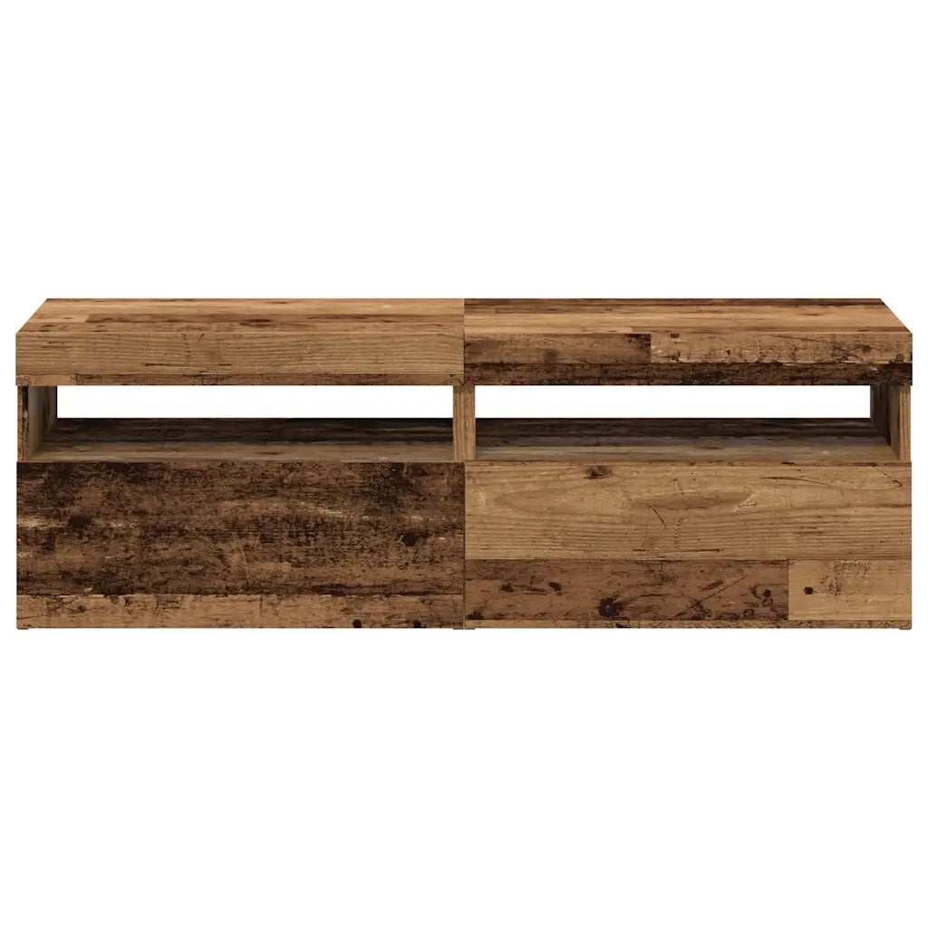 Mobili Porta TV con LED 2 pz | Armadietto TV | Mobile Porta TV Legno Antico in Legno Multistrato