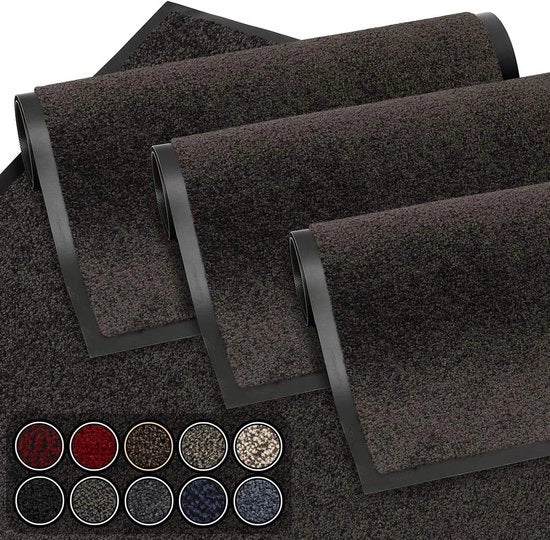 Matte da ingresso marrone 40x60 cm | Impermeabile, lavabile e resistente ai graffi | Antiscivolo | Per porta d'ingresso, corridoio, ingresso, cucina, camera da letto