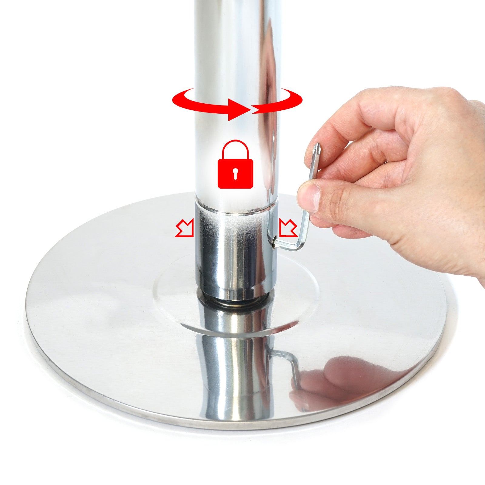 Palo da pole dance Ø 45 mm Altezza regolabile 2,31-2,74 m In acciaio Non richiede fori