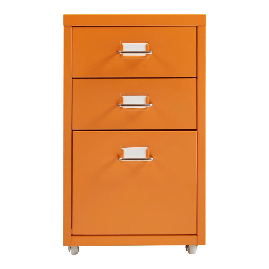 Mobiletto per ufficio mobile contenitore su ruote acciaio 48 x 28 x 41 cm arancione 03_0009121