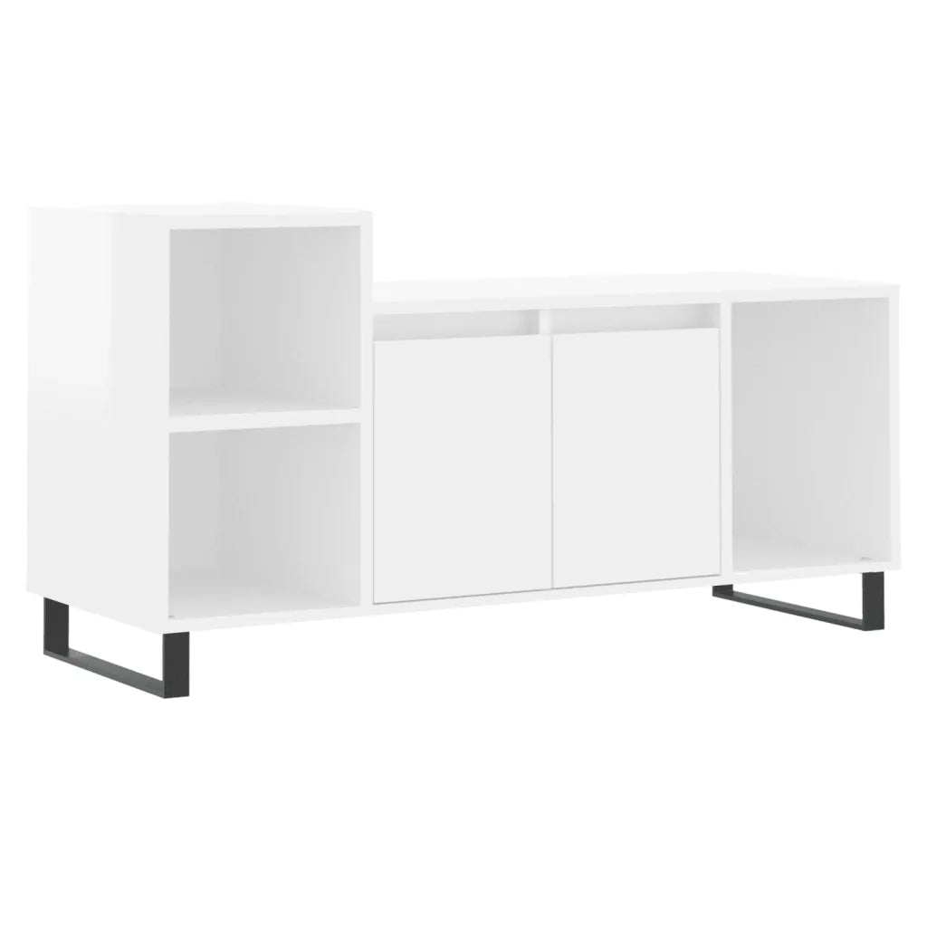 Mobile Porta TV-Mobile per TV-Credenza TV Bianco Lucido 100x35x55 cm in Legno Multistrato 800756
