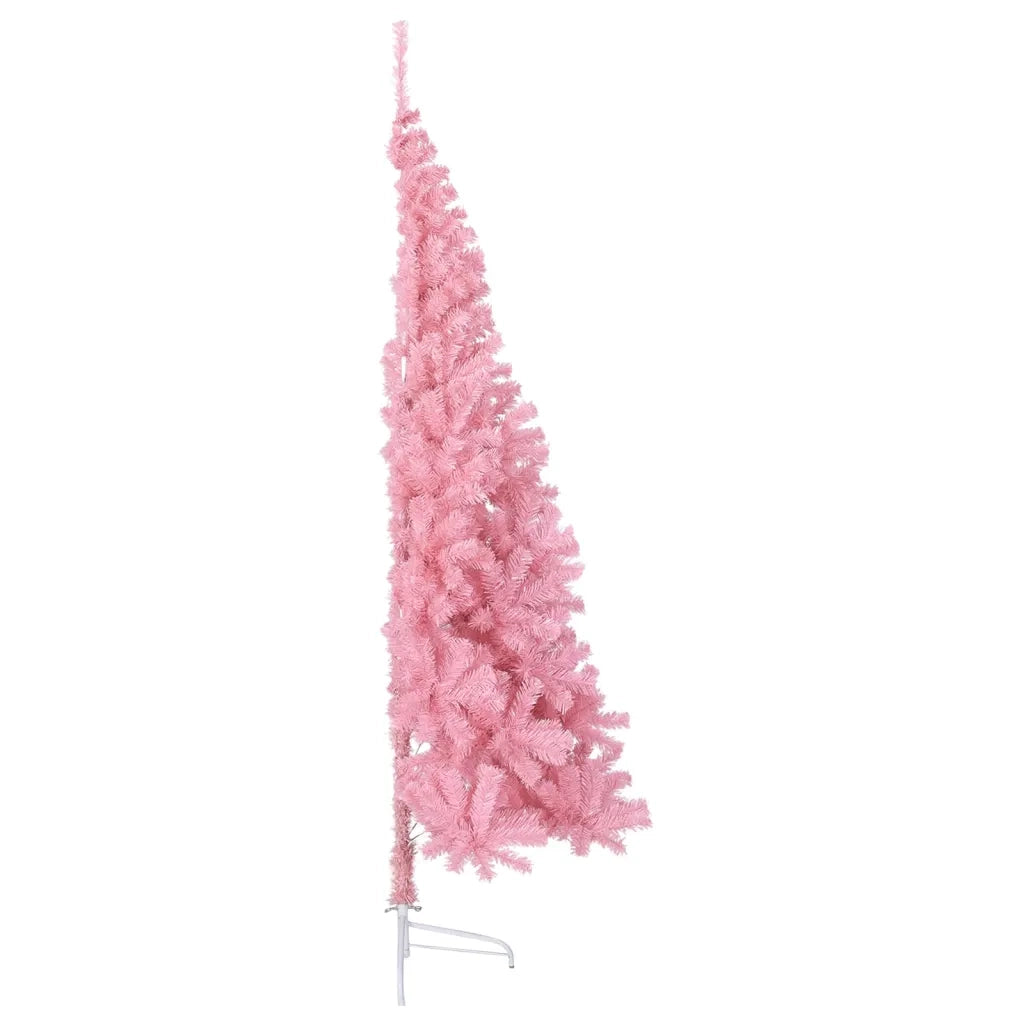 Albero di Natale Artificiale a Metà con Supporto Rosa 210cm PVC 344673