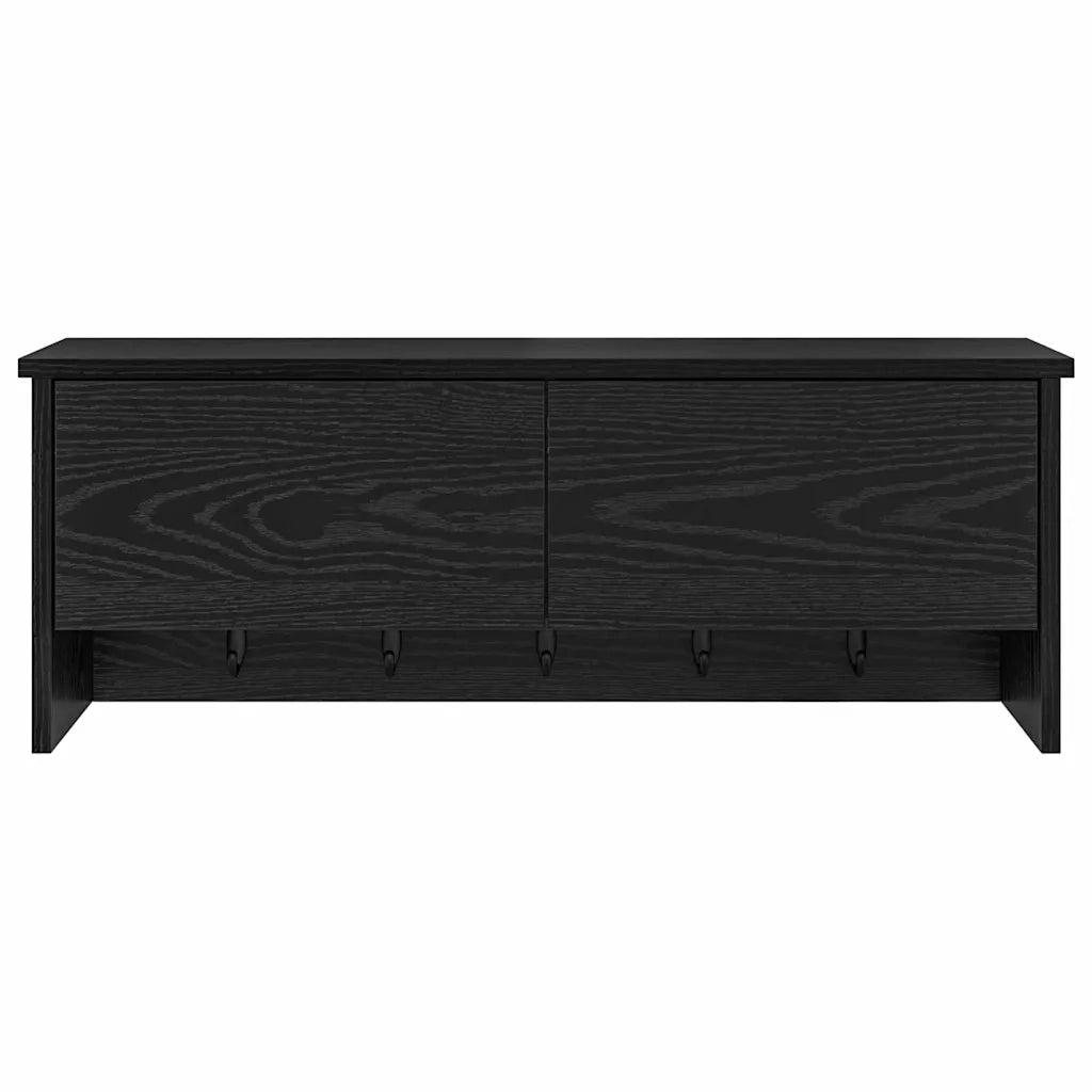 Appendiabiti a muro con lo scaffale Rovere Nero 80 x 20 x 30 cm 874340