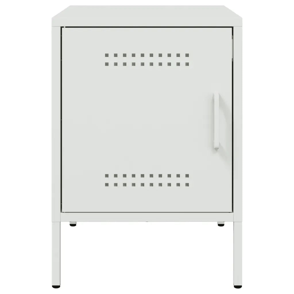 Comodino | Armadio da Notte | Mobiletto da notte Bianco 36x39x50,5 cm in Acciaio