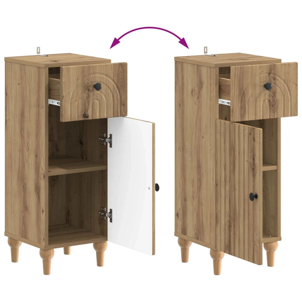 Mobiletto da Bagno ALKMAAR Rovere Artigianale 30 x 31 x 80 cm 896174