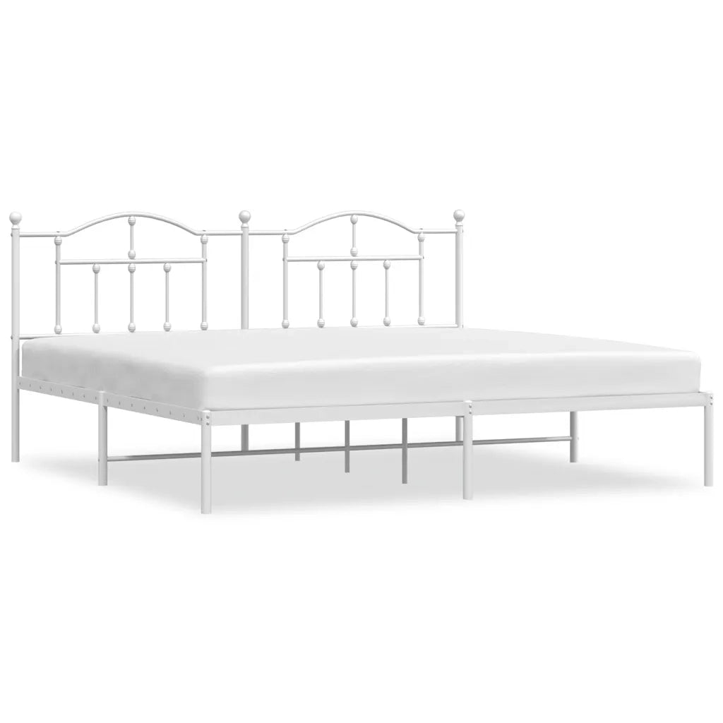 Giroletto con Testiera-Struttura Letto con testiera Metallo Bianco 193x203 cm 455715