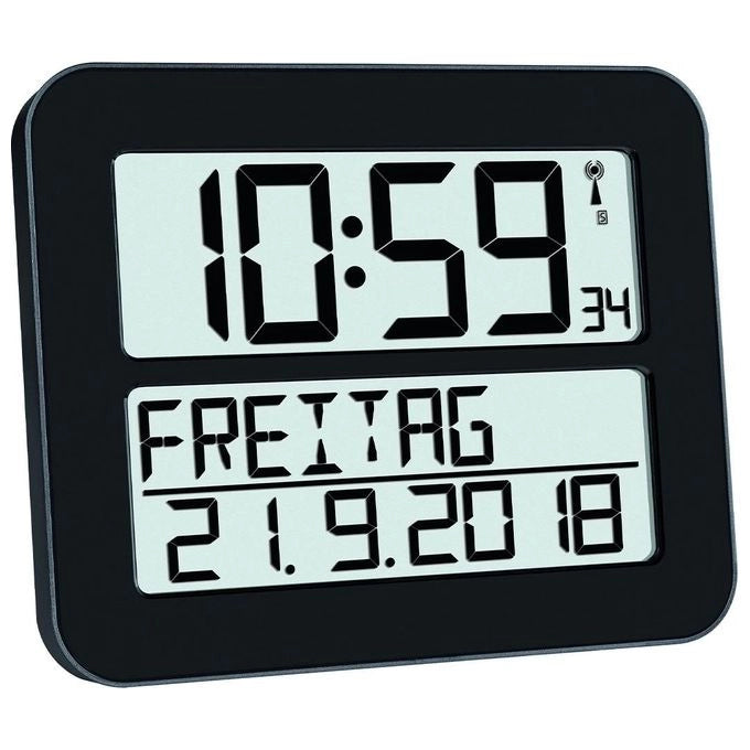 TFA 60.4512.01 TIMELINE MAX Orologio da Parete Digitale Radiocontrollato con Display Gigante e Data Completa colore Nero