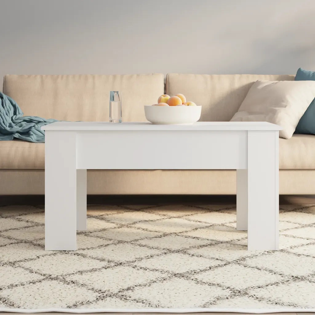 Tavolino da Salotto Bianco 101x49x52 cm in Legno Multistrato 809683