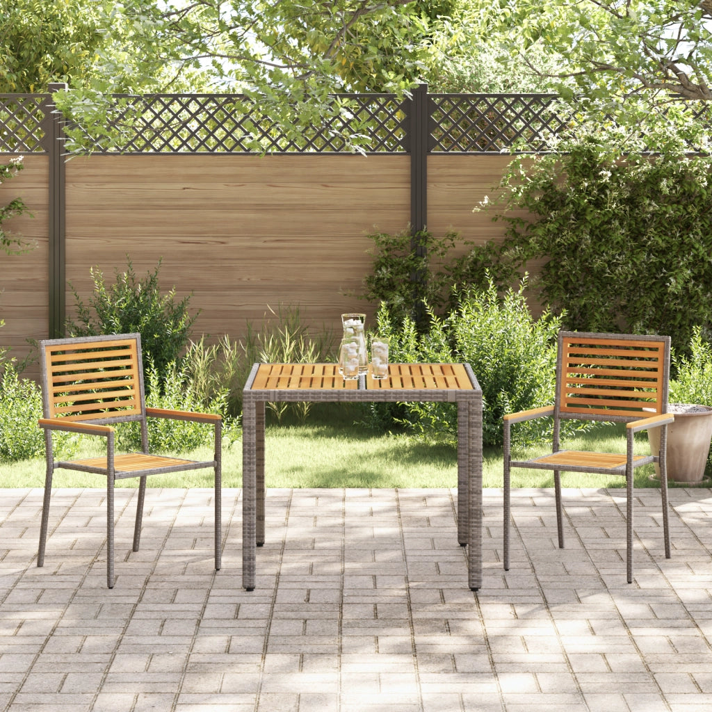 Set da Pranzo da Giardino  3 Pezzi Grigio in Polyrattan Acacia