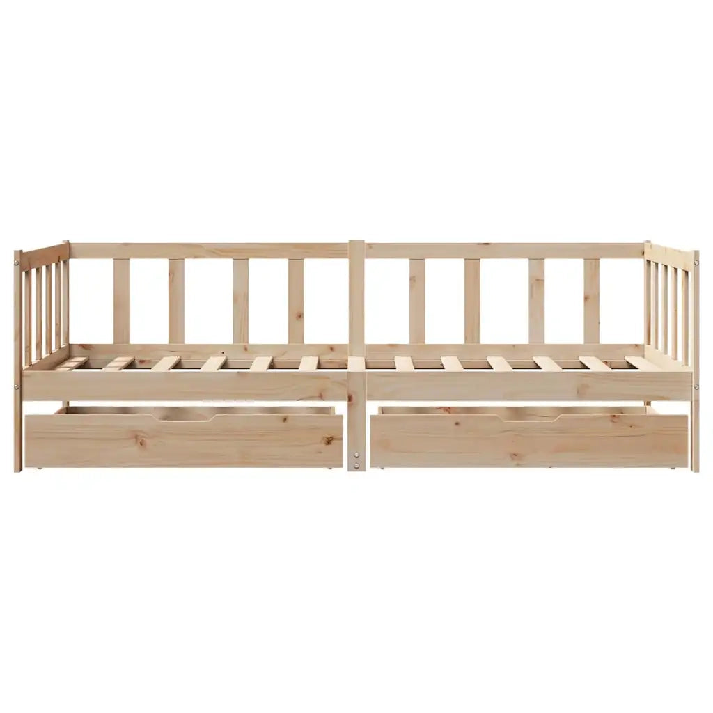 Letto singolo | Letto per adulti | Dormeuse con Cassetti 90x190 cm in Legno Massello Pino