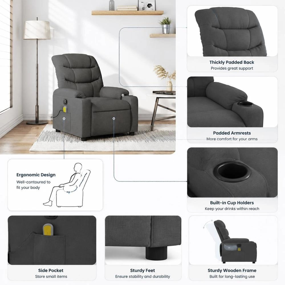 Massage Chair, Dark Grey Fabric