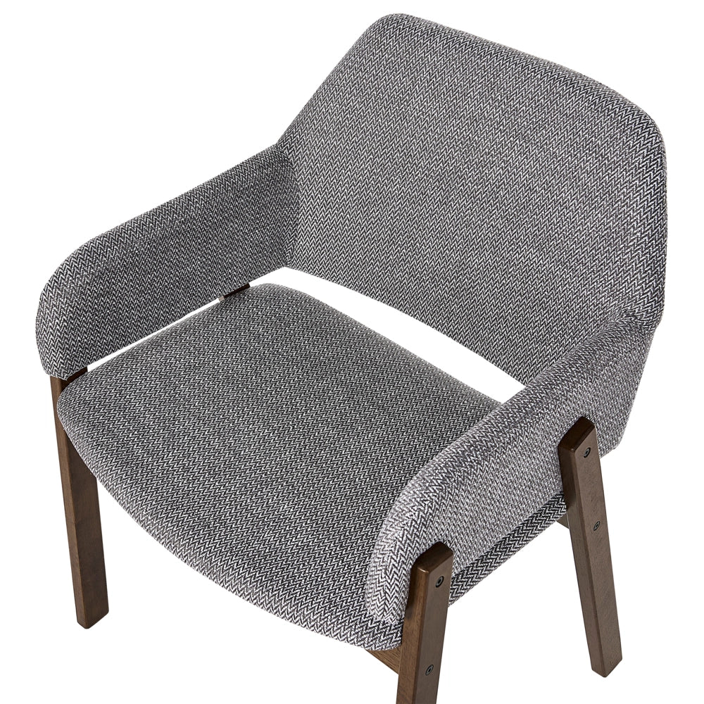 Set di 2 sedie da pranzo in legno scuro e tessuto in poliestere grigio gambe in legno di caucciù stile retrò tradizionale