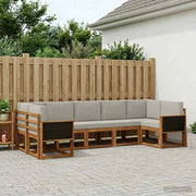 Set di divani da esterno 7 pz Naturale e Grigio Chiaro 3385502