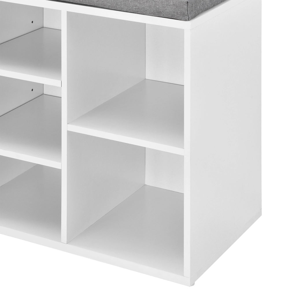 Scarpiera con Seduta Imbottita Panca Portascarpe con 10 Vani 103x48x30 cm Bianco [en.casa]